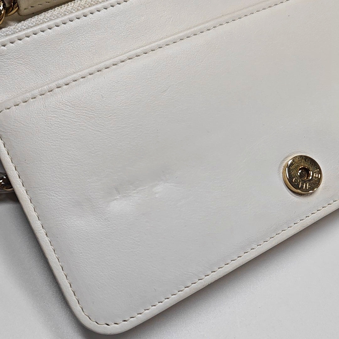 BOY CHANEL Quilted Grained Calfskin White