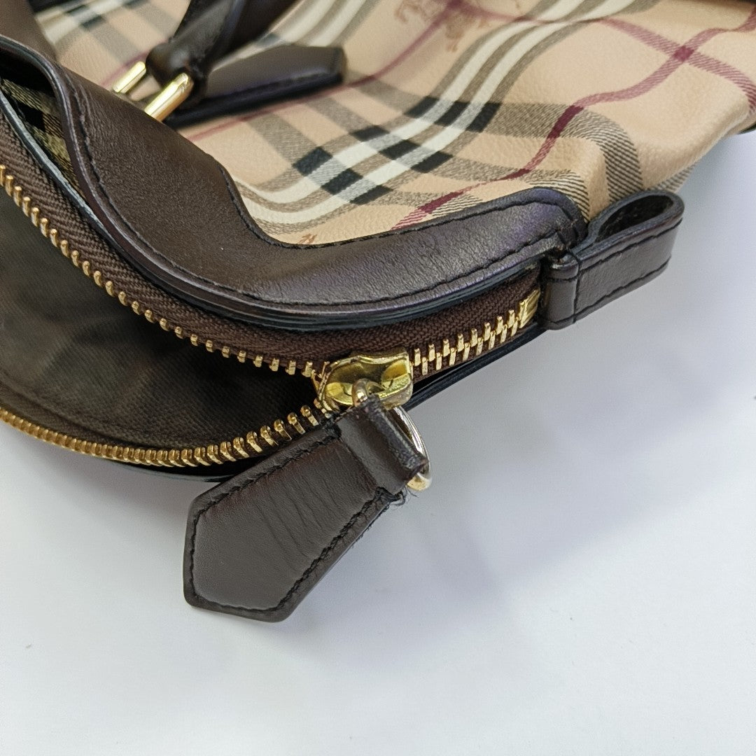 Coated Canvas Top Handle Bag Beige