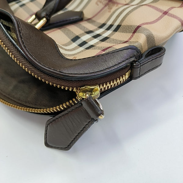 Coated Canvas Top Handle Bag Beige