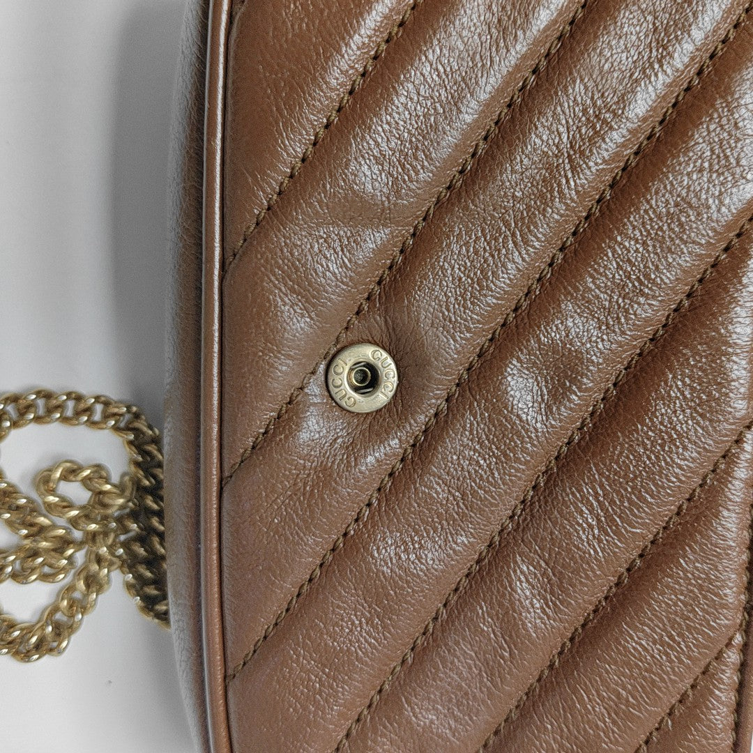 GG Marmont Mini Quilted Calfskin Brown