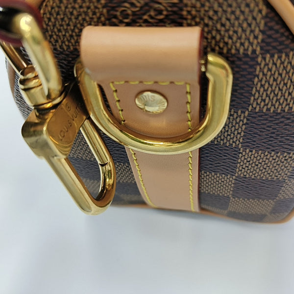 KEEPALL 25 Damier Ebene Coated Canvas Brown