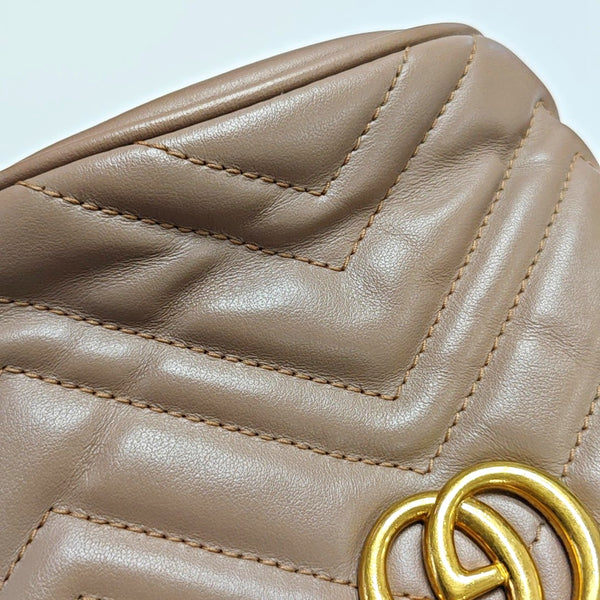 GG Marmont Mini Quilted Calfskin Beige