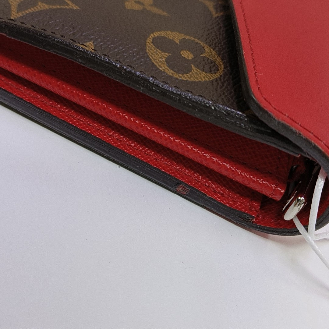 SARAH Monogram Coated Canvas Brown Wallet