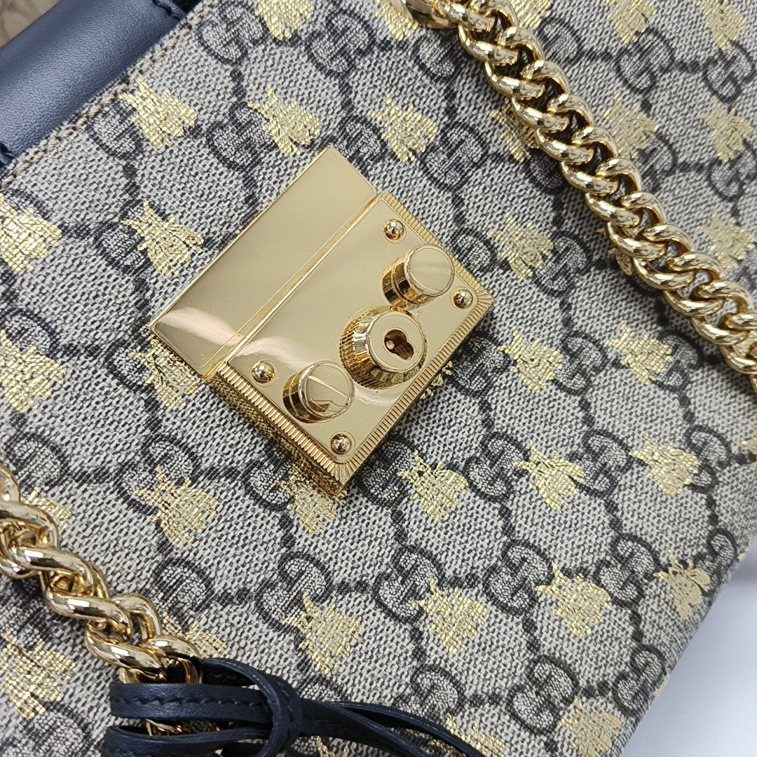 Padlock Small Monogram Coated Canvas Beige
