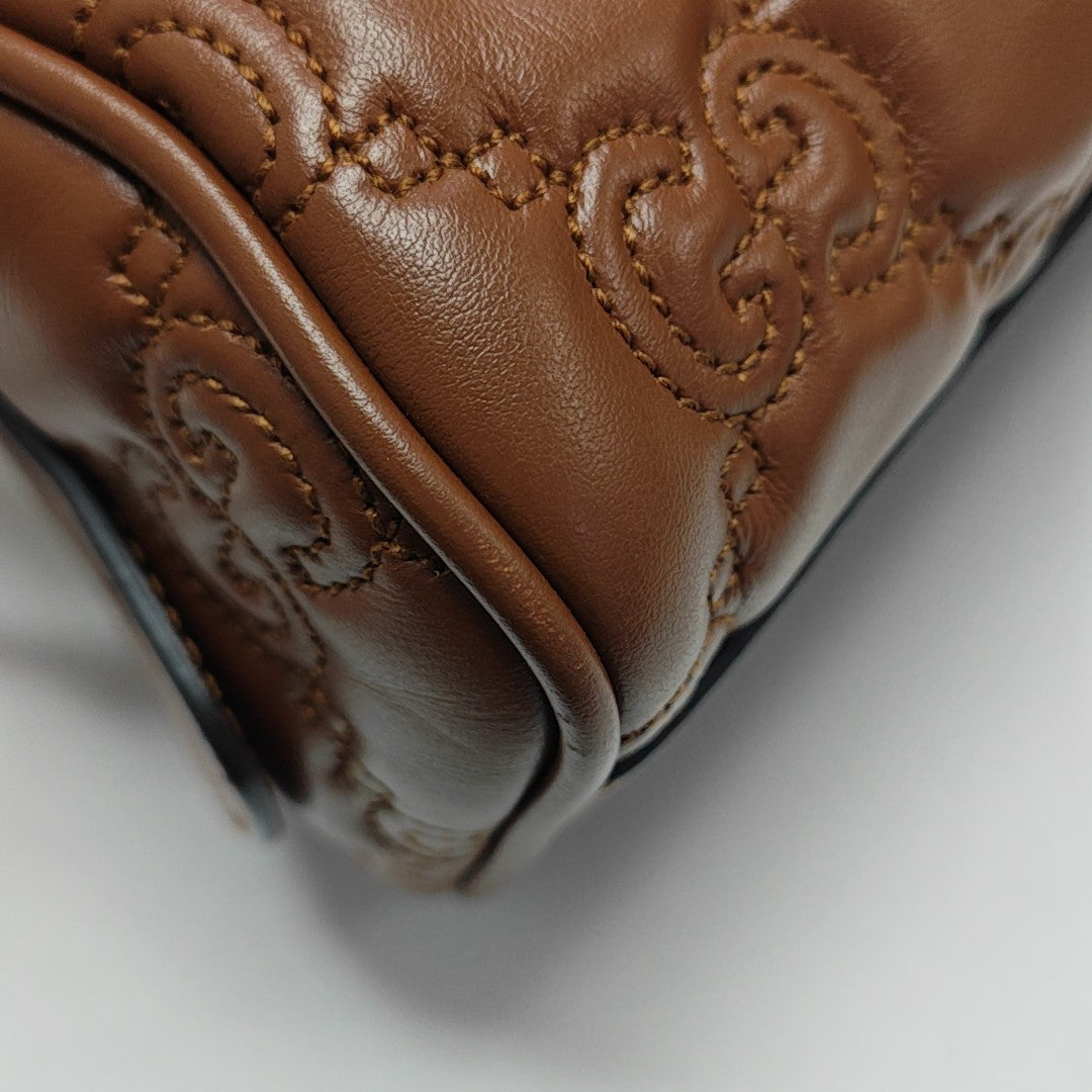 GG Matelassé Mini Quilted Calfskin Brown