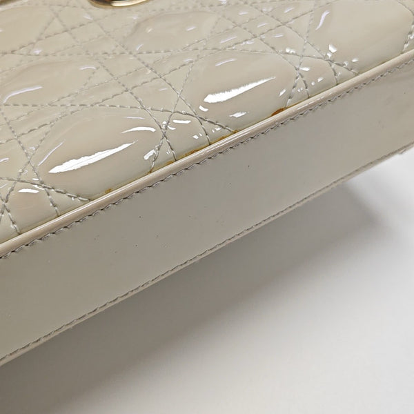Lady D-Joy Small Cannage Patent Leather White