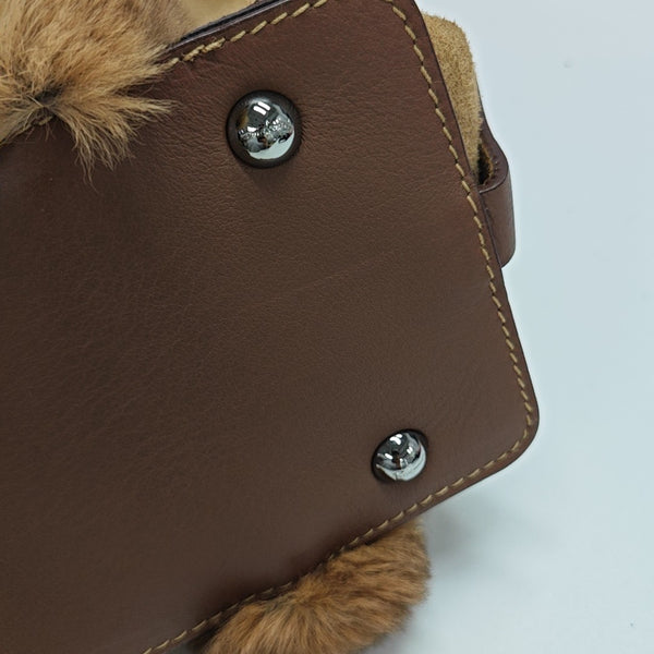 Suede Top Handle Bag Brown