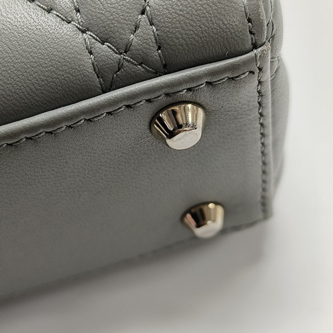 Lady Dior Mini Cannage Lambskin Gray