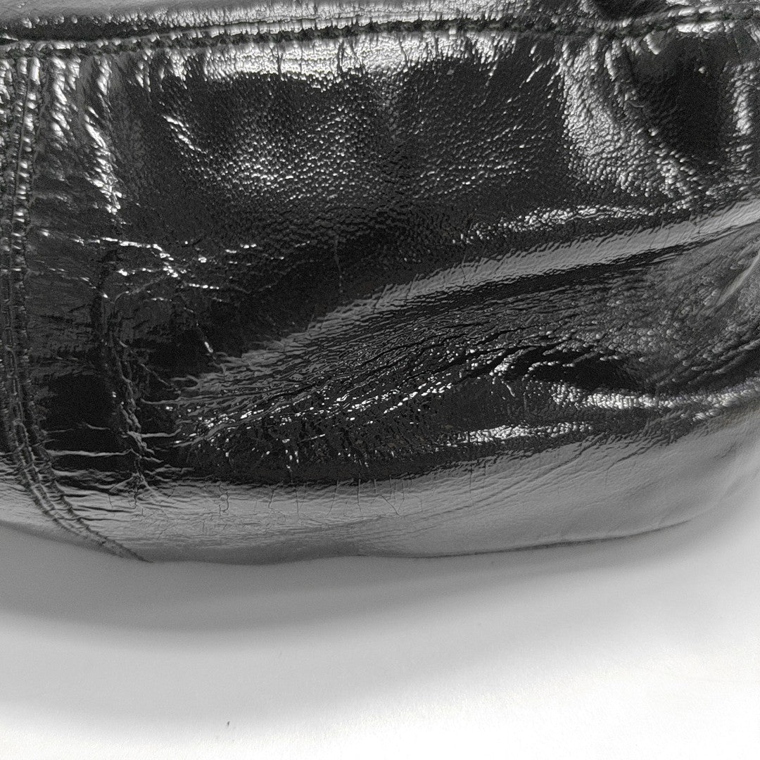 Patent Leather Top Handle Bag Black
