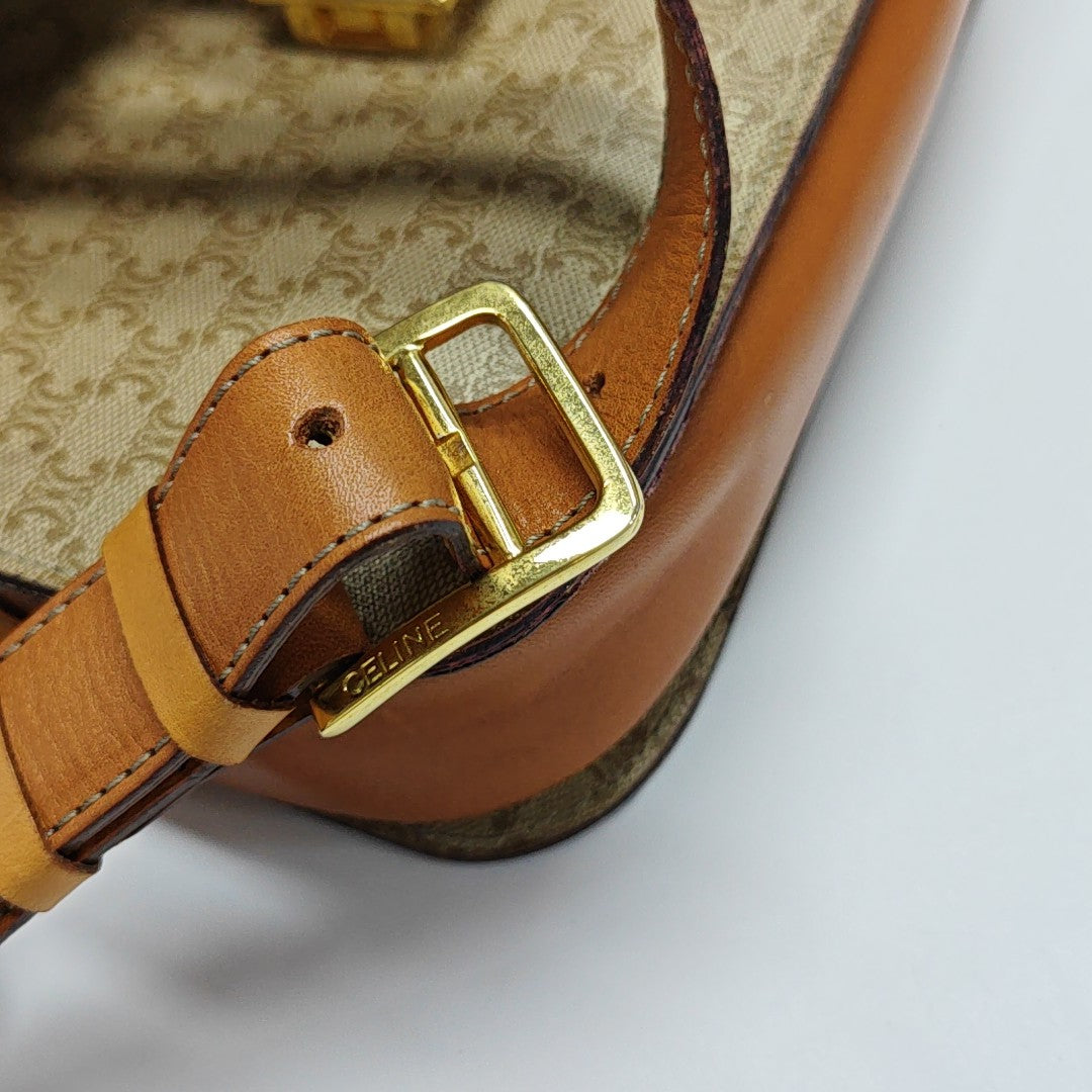 Coated Canvas Shoulder Bag Beige