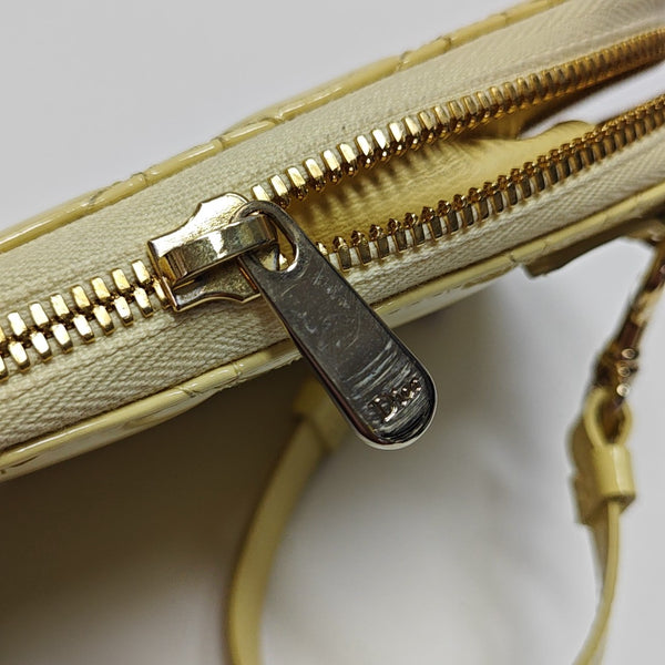 Lady Dior Mini Cannage Patent Leather Yellow