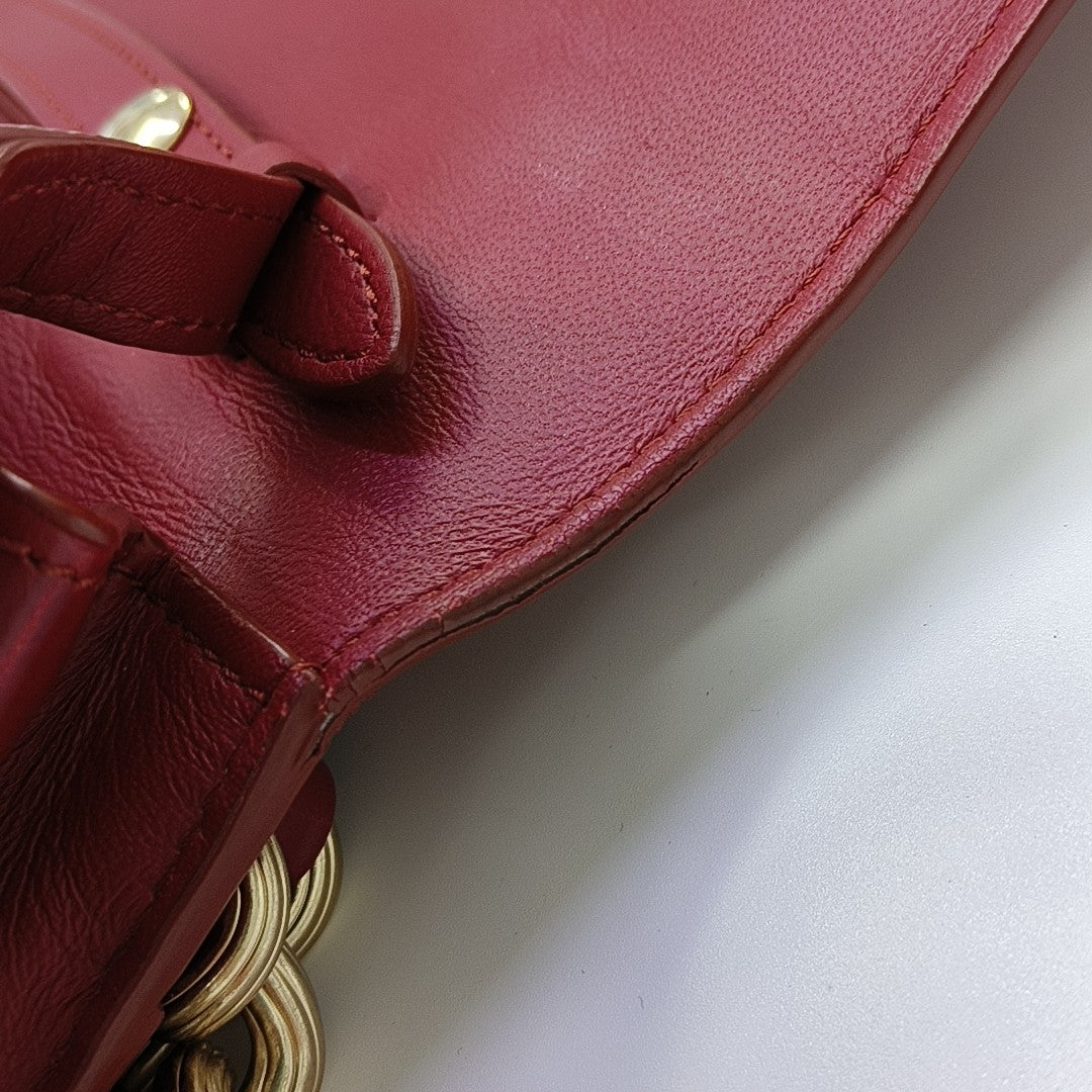 Calfskin Top Handle Bag Small Red