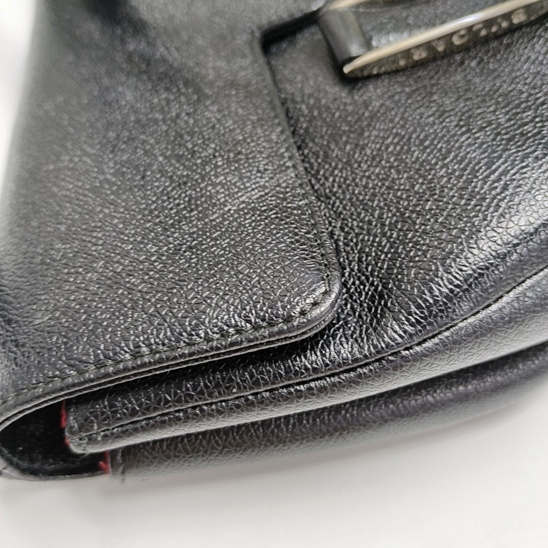 BVLGARI LOGO Calfskin Black