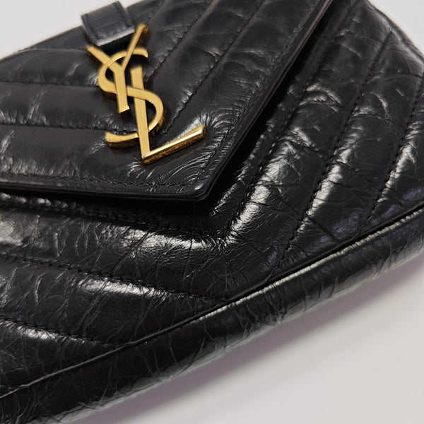 ENVELOPE Small Chevron Calfskin Black