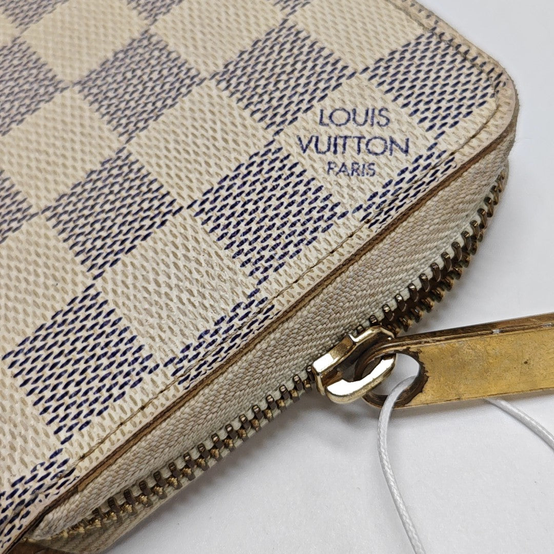 ZIPPY Damier Azur Coated Canvas White Wallet