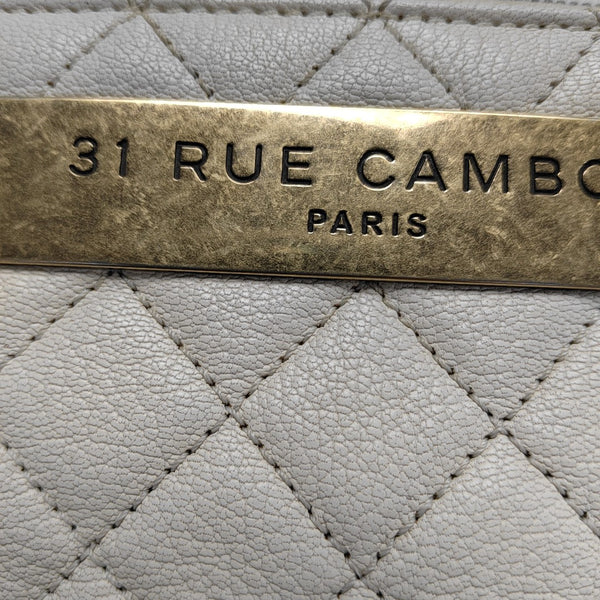 Quilted Grained Lambskin Shoulder Bag White