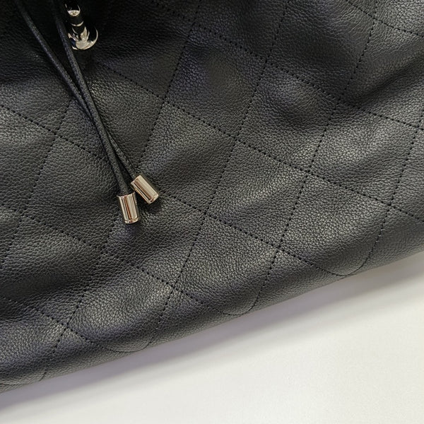 Quilted Grained Calfskin Backpack Black