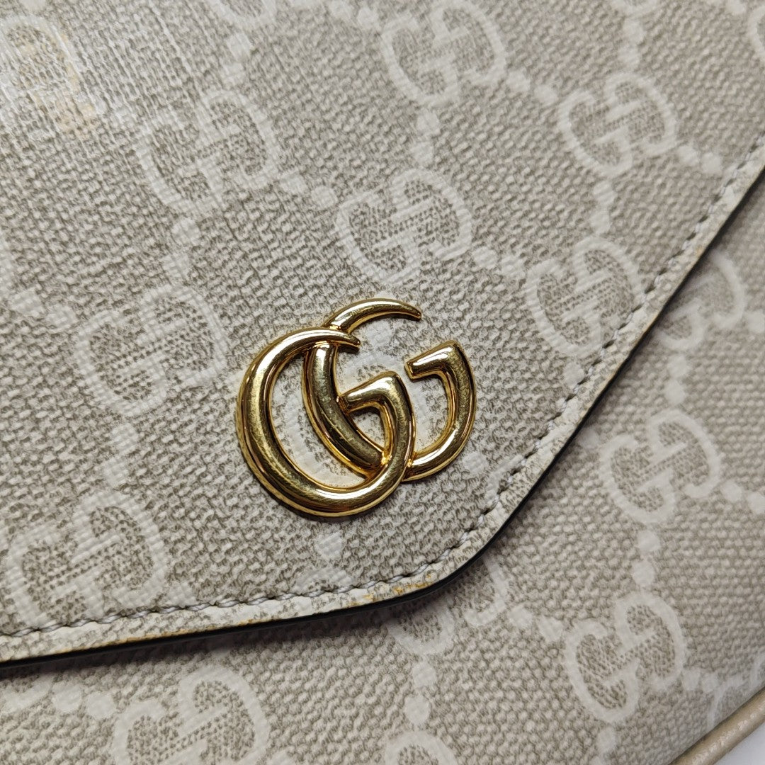 Ophidia Small Monogram Coated Canvas Beige