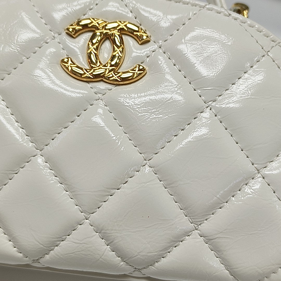 Quilted Calfskin Shoulder Bag White