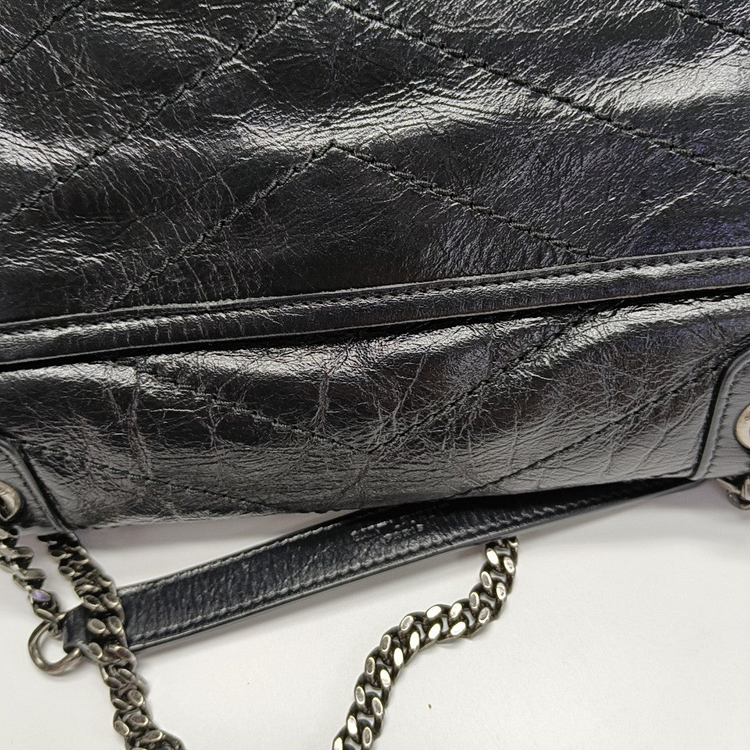 NIKI Small Chevron Calfskin Black