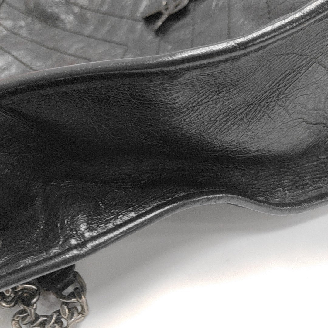 NIKI Medium Chevron Calfskin Black