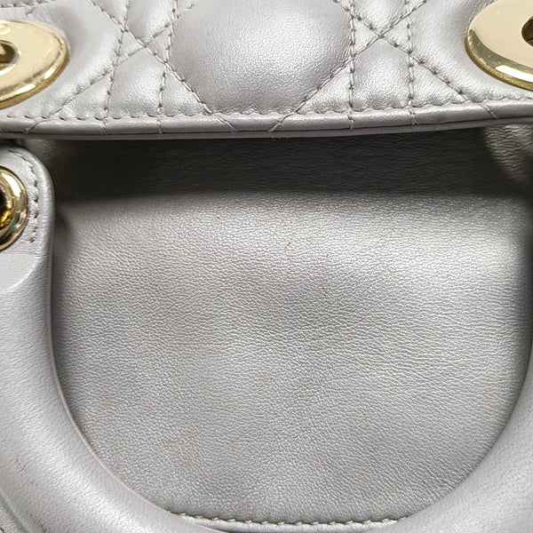 Authenticated pre-owned  Lady Dior Mini Cannage Lambskin Gray - Tote Bag at Looply