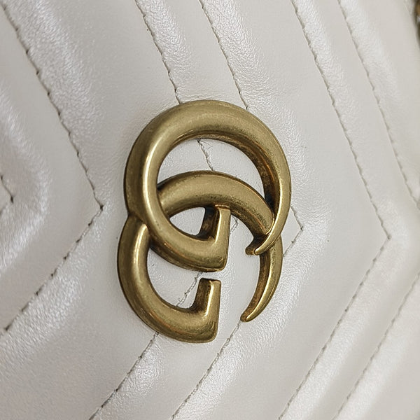 GG Marmont Mini Quilted Calfskin White