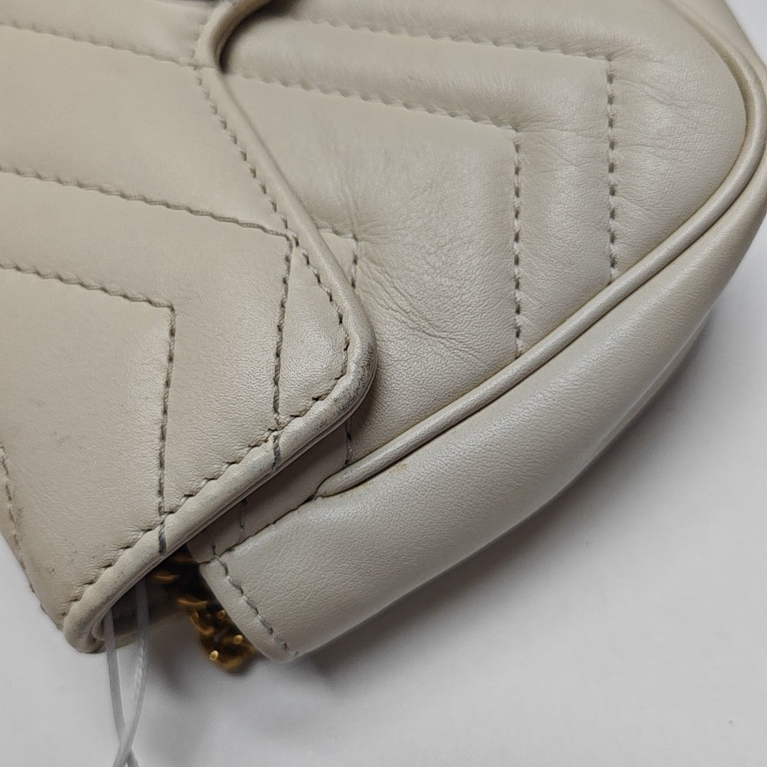 GG Marmont Mini Quilted Calfskin White