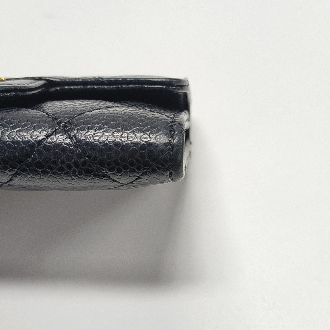 CLASSIC FLAP Quilted Grained Calfskin Black Wallet