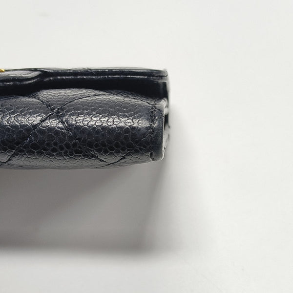 CLASSIC FLAP Quilted Grained Calfskin Black Wallet