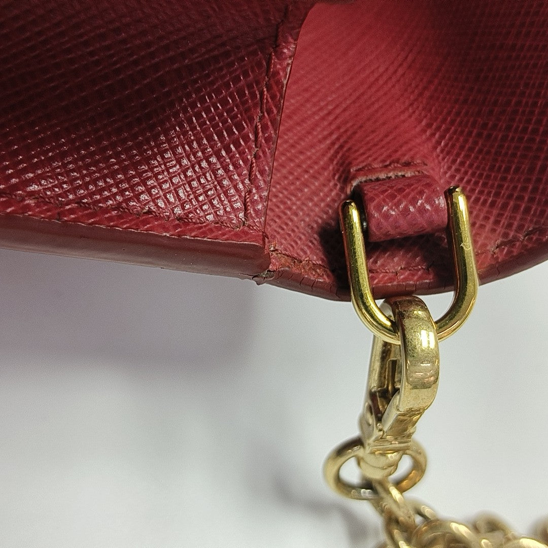 Saffiano Calfskin Shoulder Bag Red