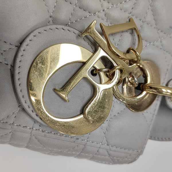 Lady Dior Small Cannage Lambskin Gray