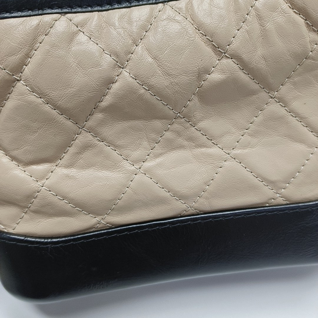GABRIELLE Small Quilted Calfskin Beige