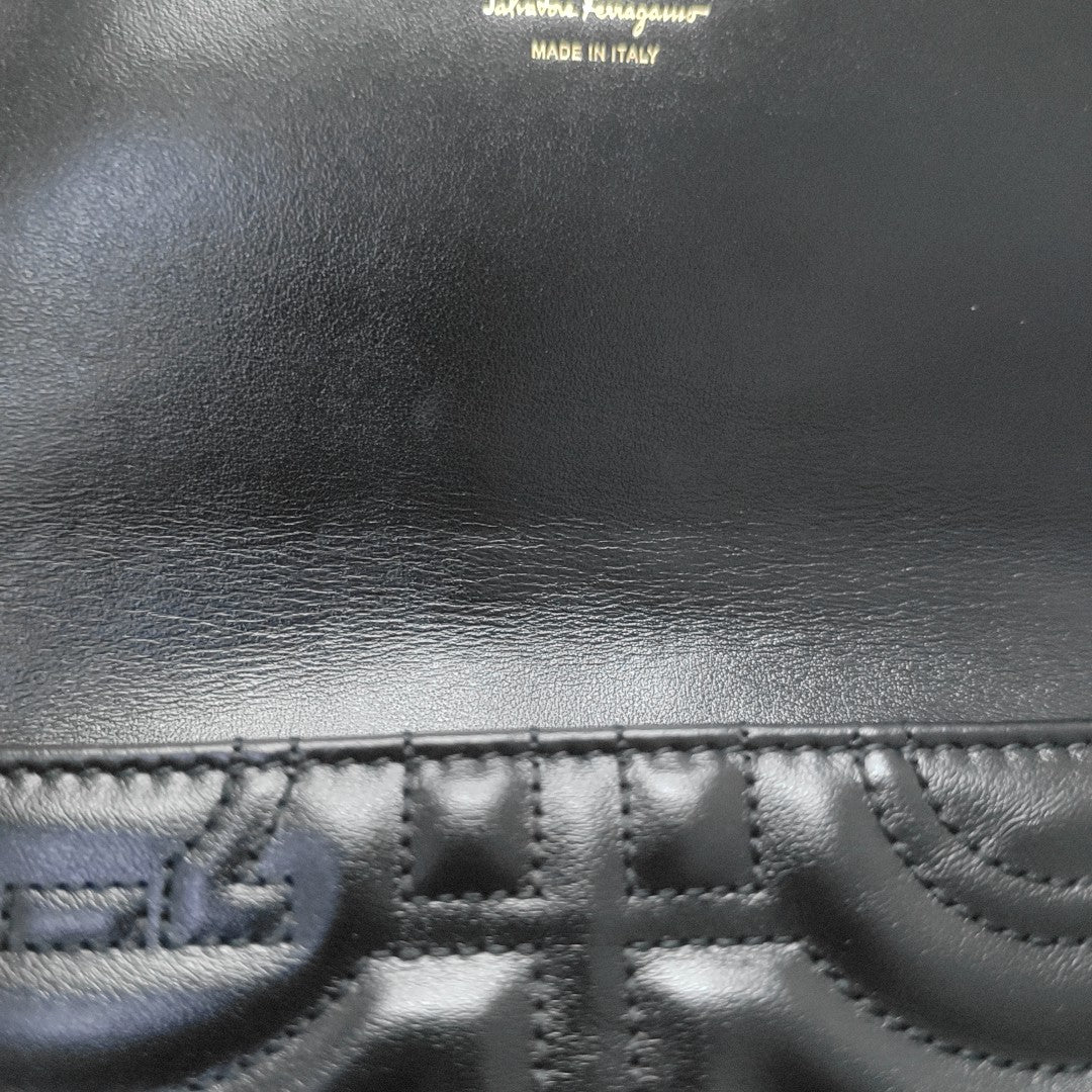 Gancini Quilted Calfskin Black