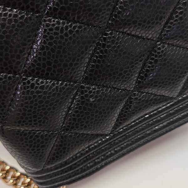 BOY CHANEL Mini Quilted Grained Calfskin Black