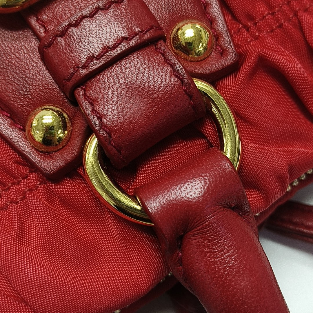 Quilted Nylon Tote Bag Red