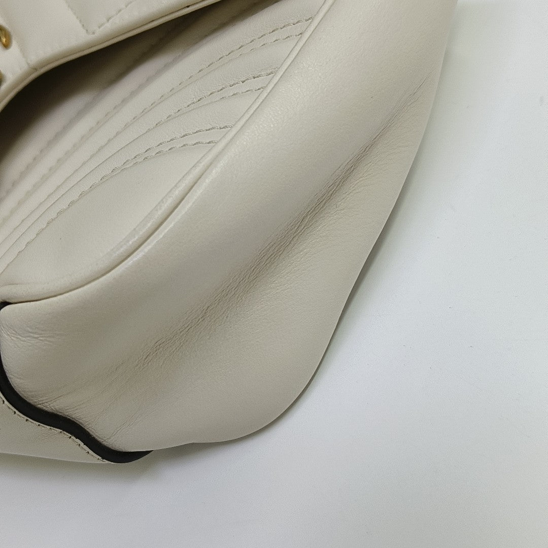 GG Marmont Medium Quilted Calfskin White