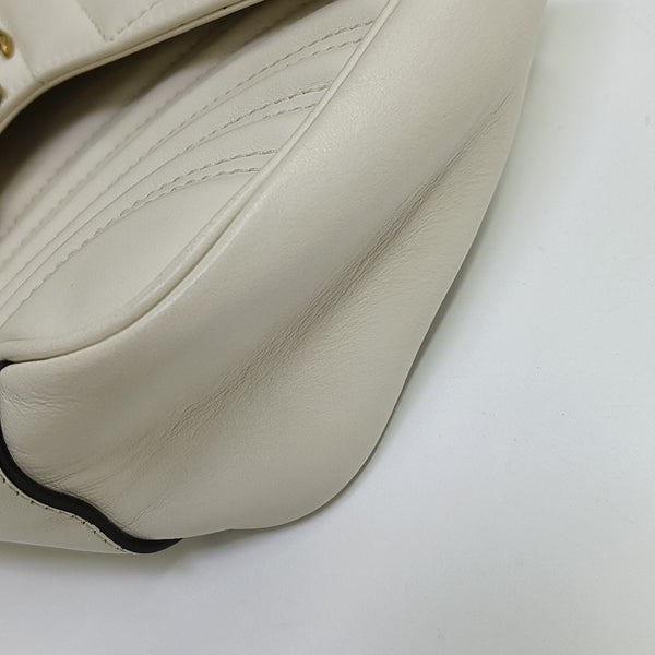 GG Marmont Medium Quilted Calfskin White