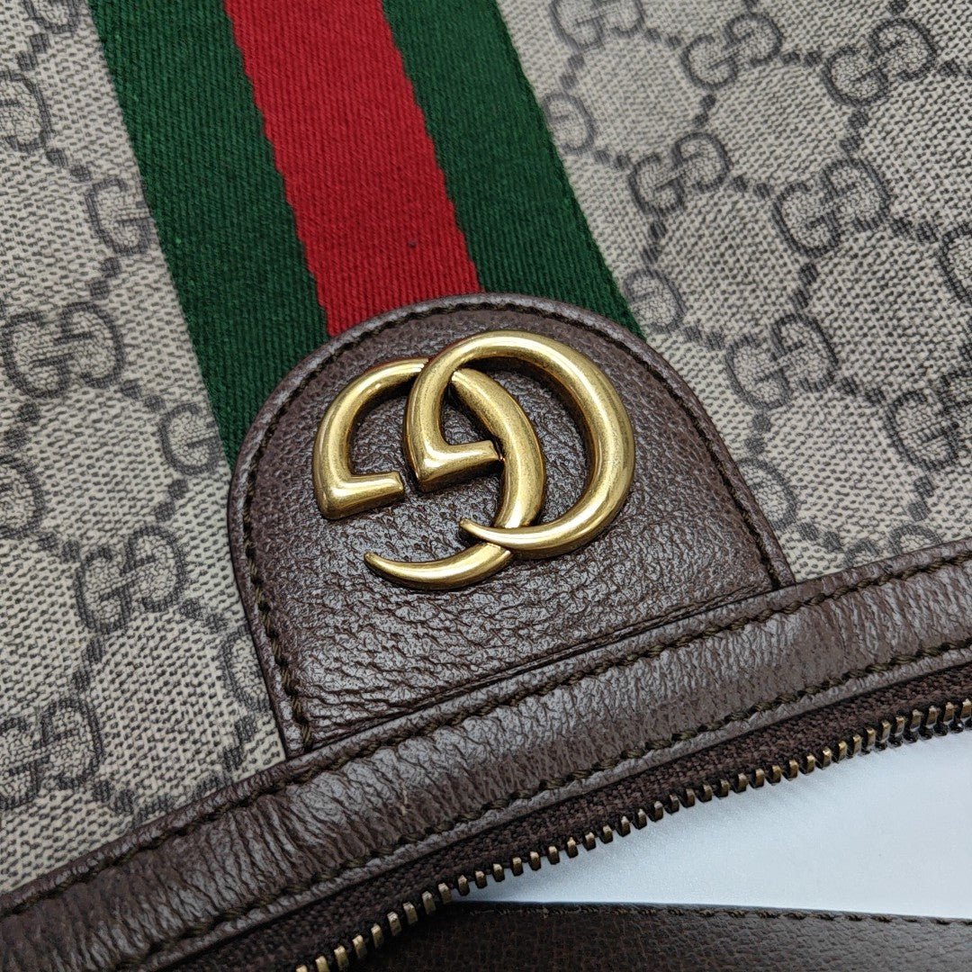 Ophidia Small Monogram Coated Canvas Beige