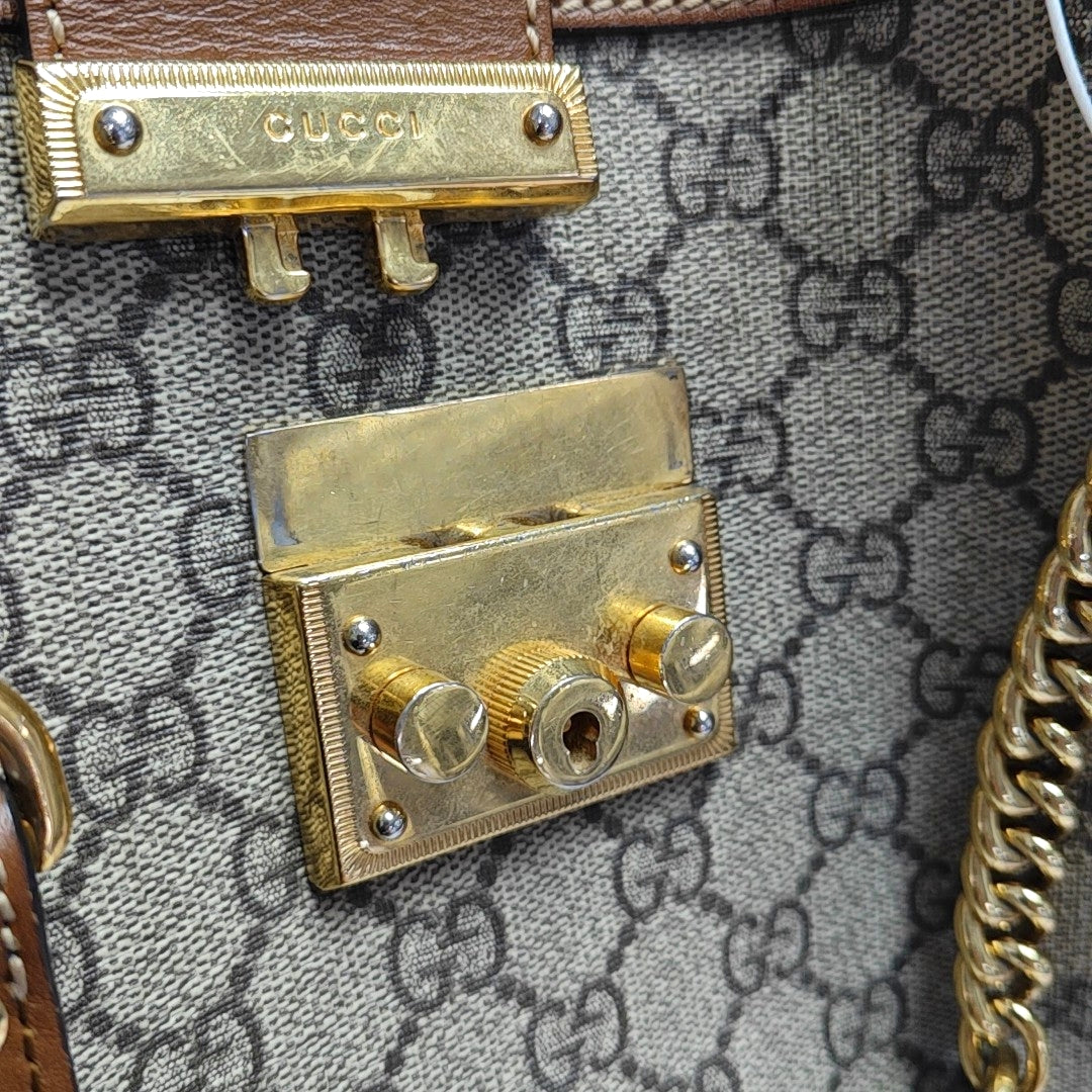 Padlock Medium Monogram Coated Canvas Beige