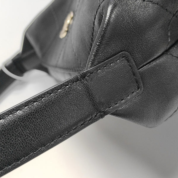 Quilted Lambskin Top Handle Bag Black