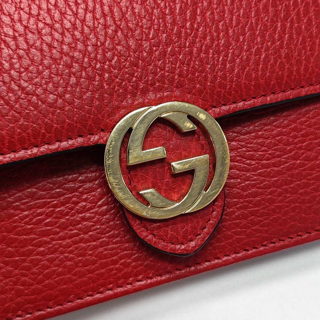 Interlocking G Calfskin Red