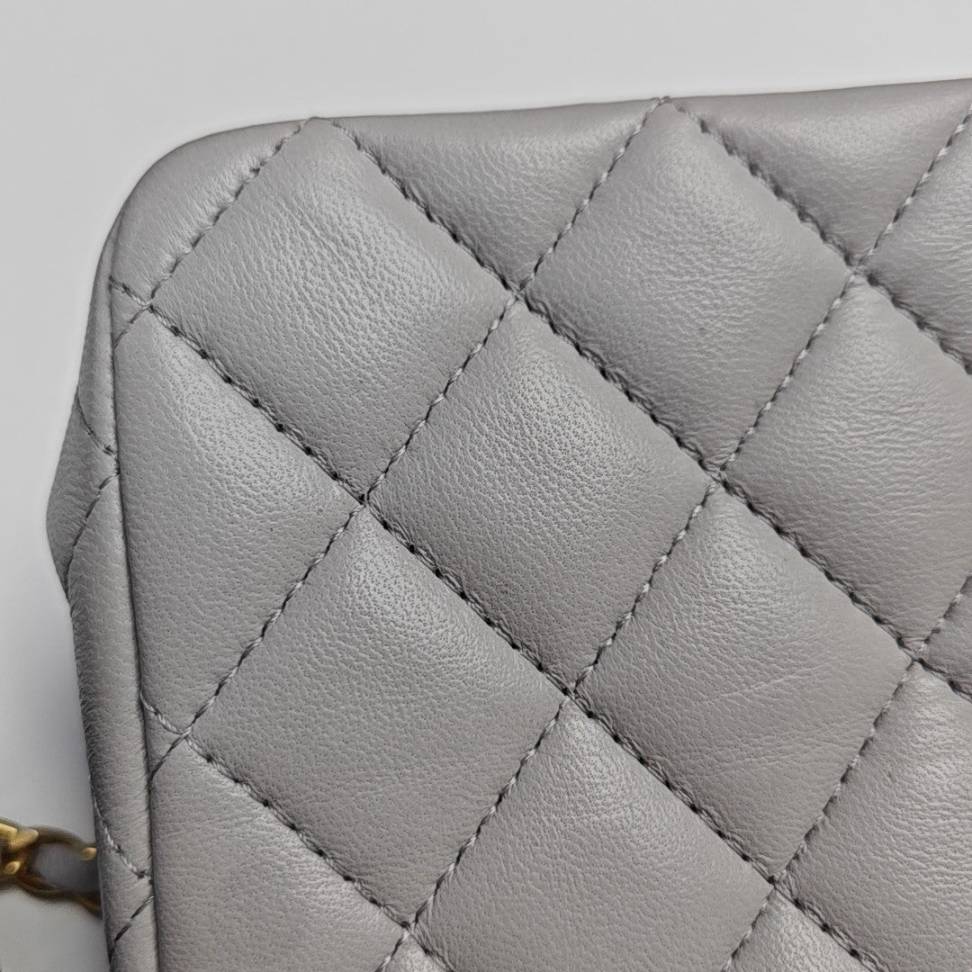 Quilted Lambskin Gray