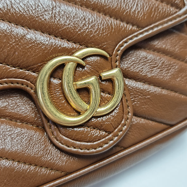 GG Marmont Mini Quilted Calfskin Brown
