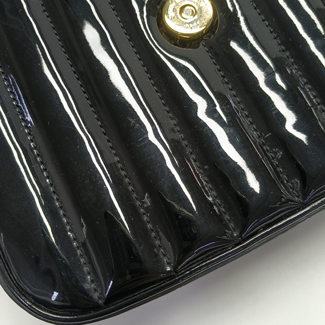 Quilted Patent Leather Shoulder Bag Black