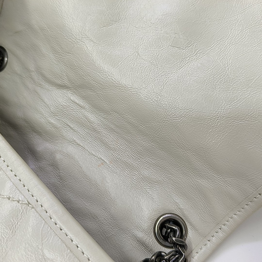 NIKI Mini Chevron Calfskin White
