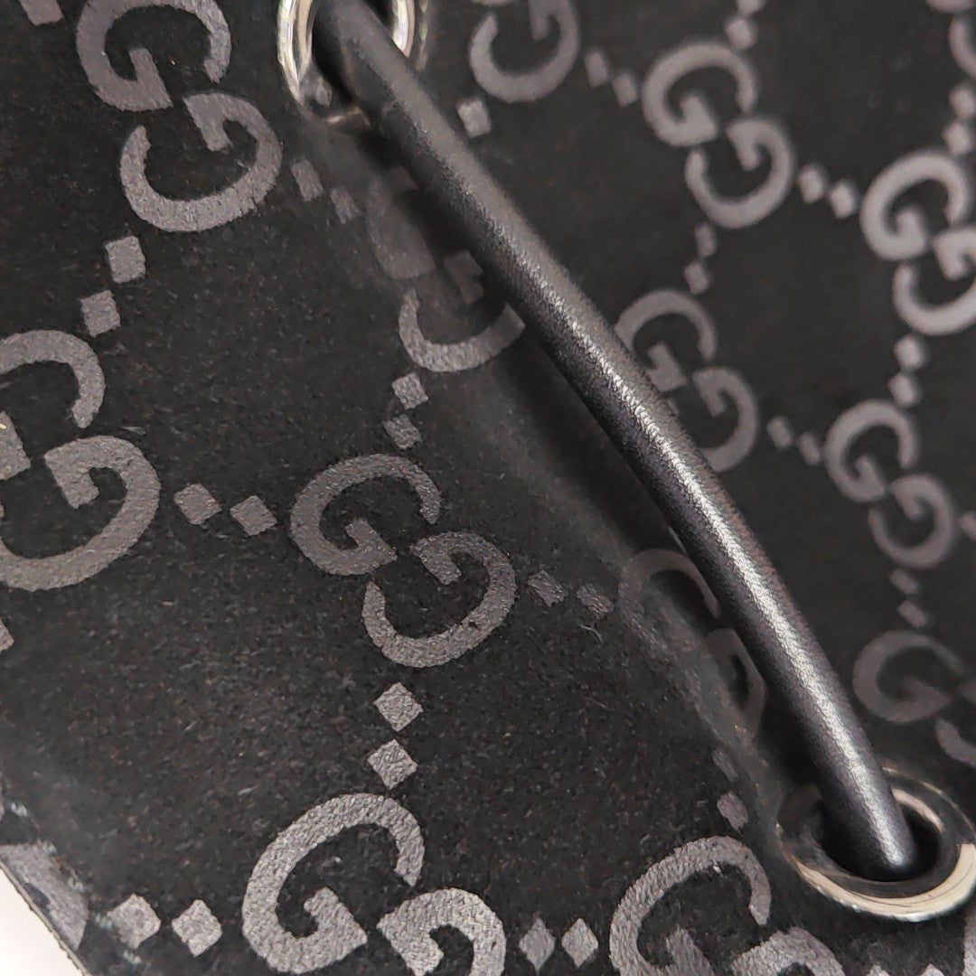 Monogram Suede Shoulder Bag Black