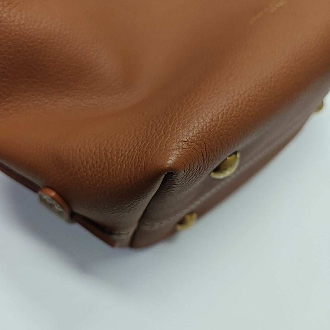 LOW KEY HOBO PM Monogram Calfskin Brown