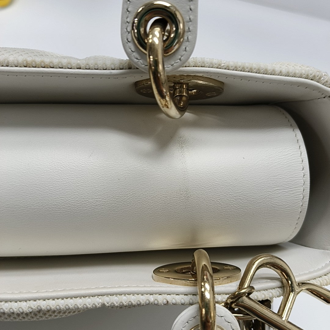 Lady D-Lite Medium Cannage Fabric White