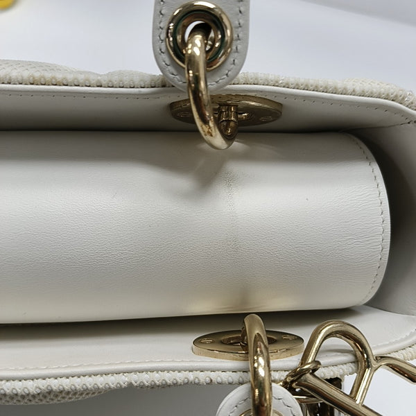 Lady D-Lite Medium Cannage Fabric White